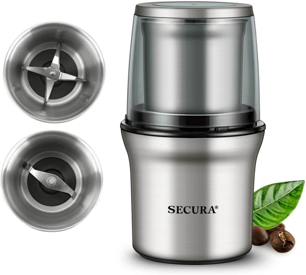 Secure electric spice coffee grinder