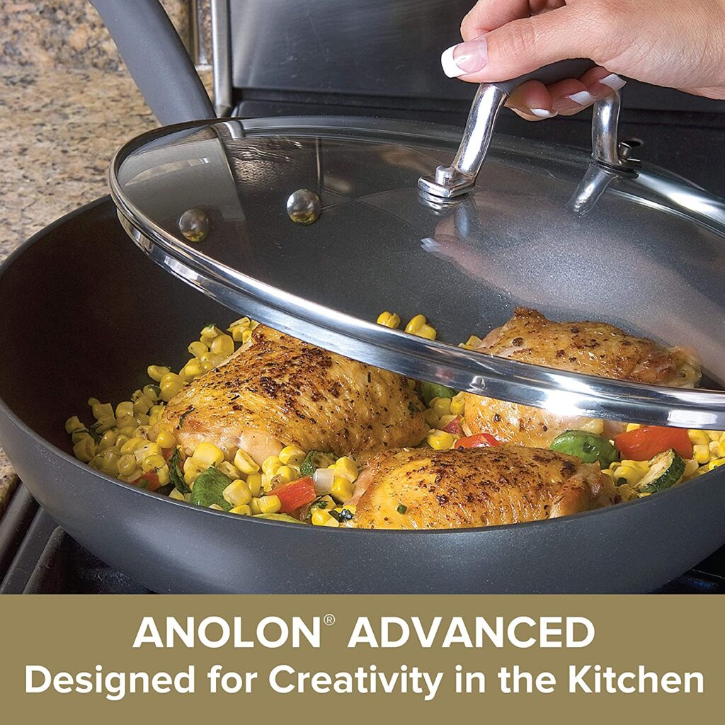 Anolon advanced hard anodized nonstick frying pan for creativity in the kitchen.