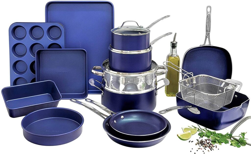 Granite stone diamond complete cookware and bakeware set for cooking and baking. 