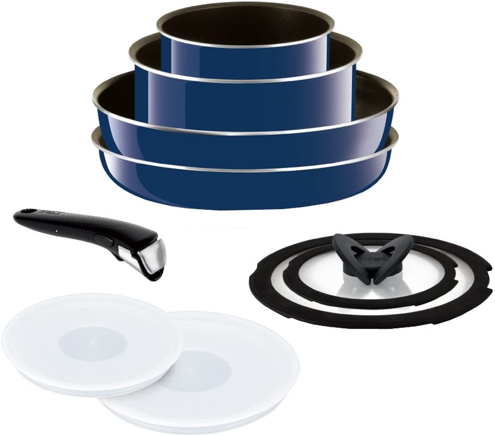 T-Fal frying pan 9-piece set detachable handles for easy use and durability.