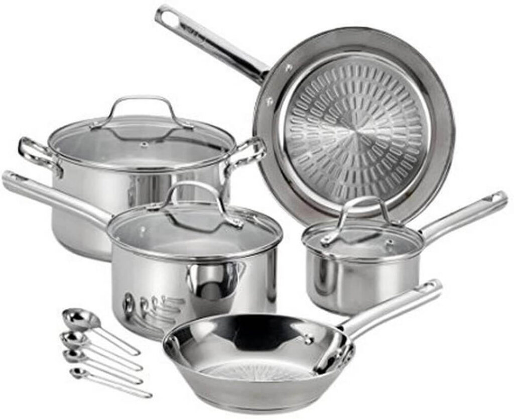 T-Fal pro E760sc Performa stainless steel cookware set for long-lasting and durable.