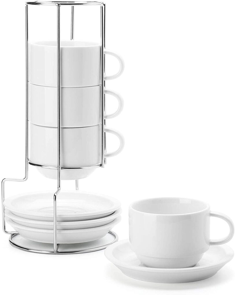 Sweese Porcelain Stackable Cups With Saucers