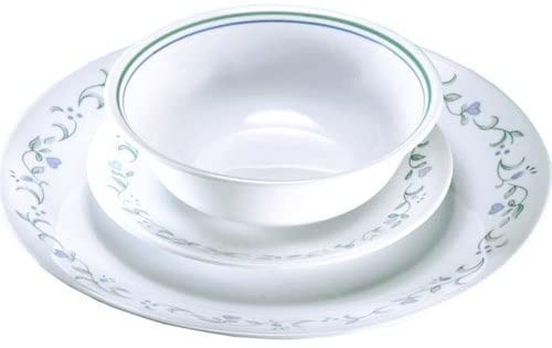 vintage Corelle white dinnerware services for 4, break-resistant.