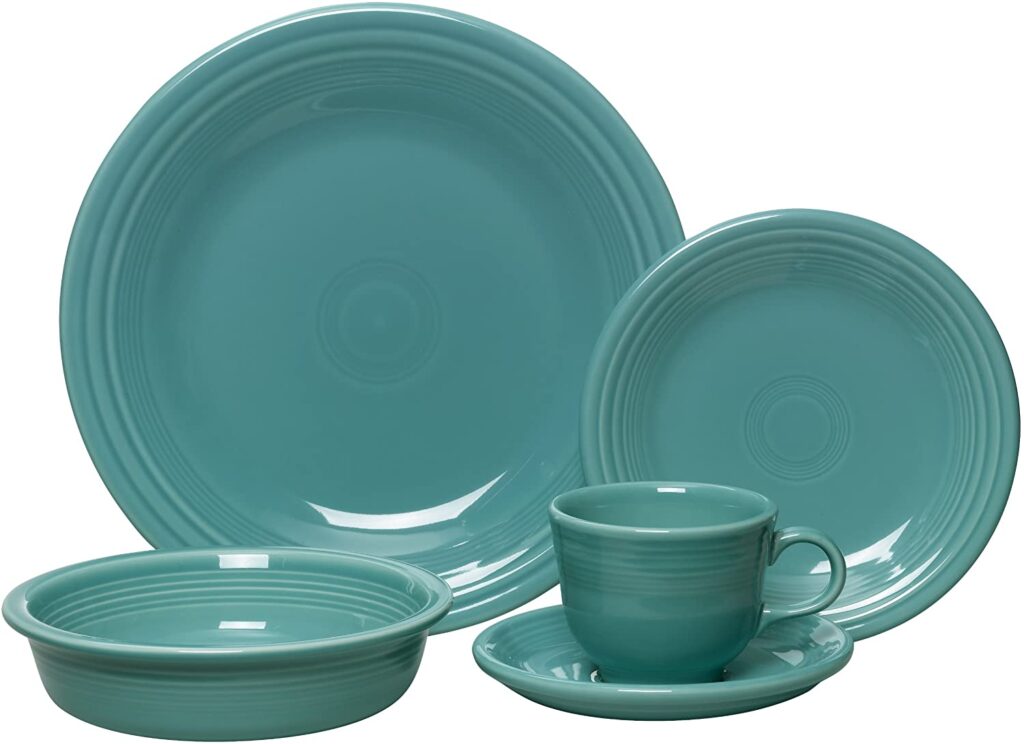 fiesta 5 piece place setting, turquoise has a verified ceramic body.