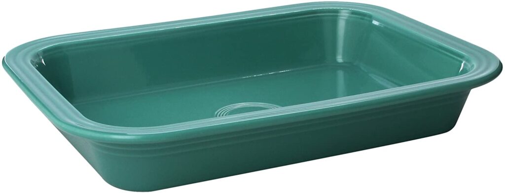 fiesta 9-inch x 13-inch rectangle baker, turquoise is resistance to chip. 