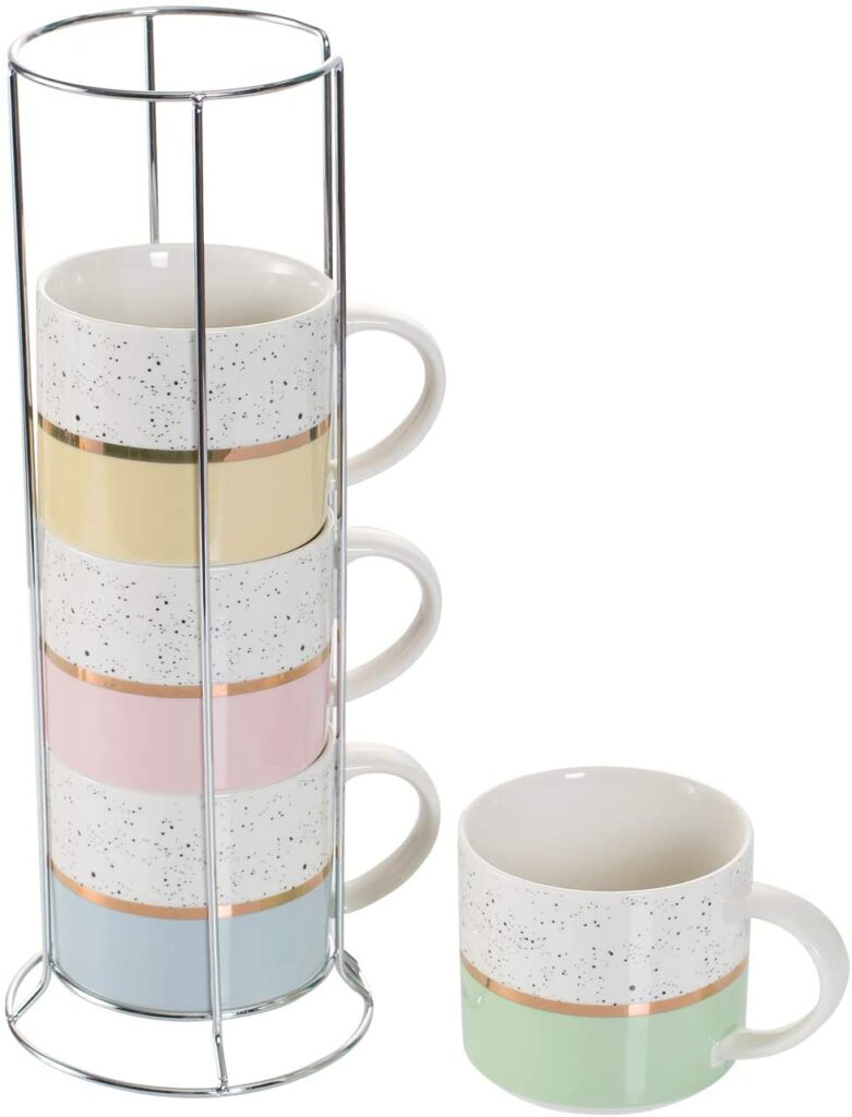 Hasense stackable porcelain coffee mugs are lead-free, safe for family use.