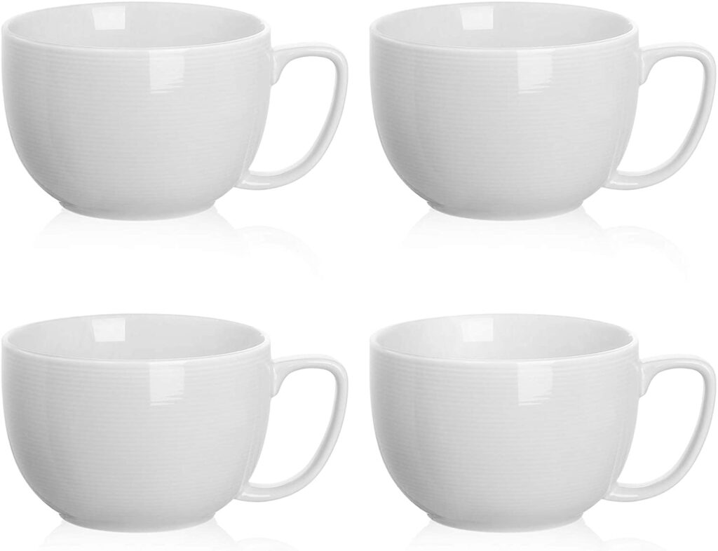 Teocera porcelain coffee mugs for coffee, tea, cereal and ice cream