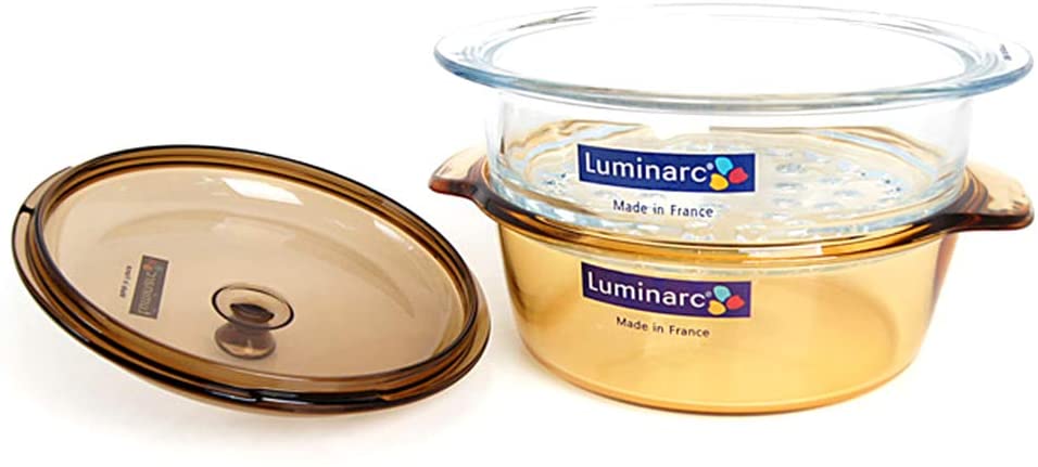 Luminarc vitro blooming cooking pot with steamer.