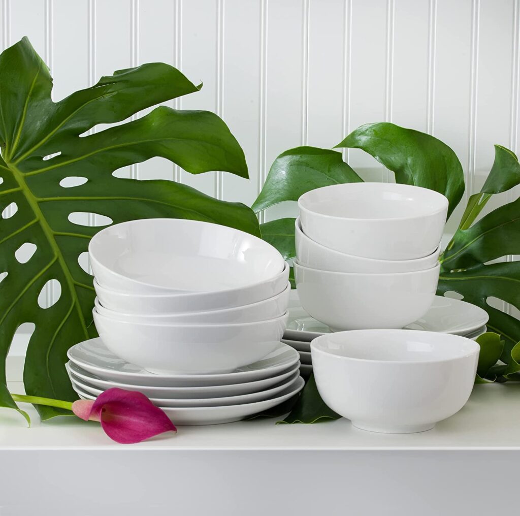 Euro Ceramica White Essential Lead And Cadmium Free Dinnerware Sets.