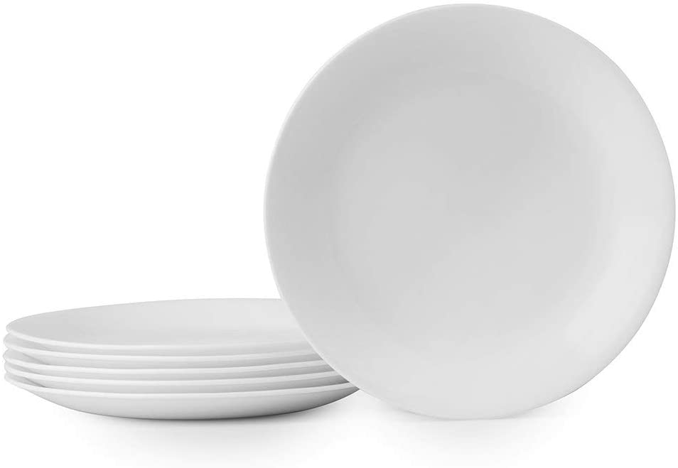 Corelle white microwave-safe plates.