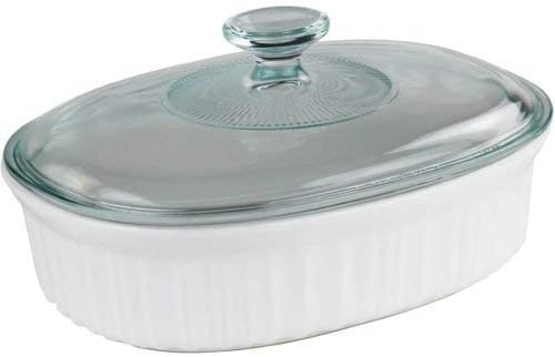 Corningware French oval Casserole with glass lid.