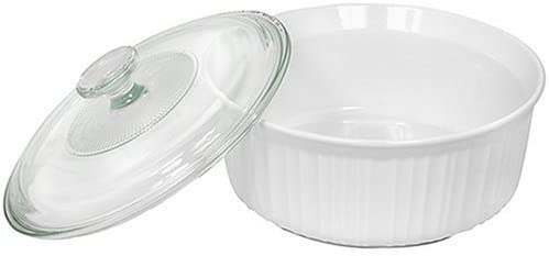 Corningware french white round casserole dish with glass cover
