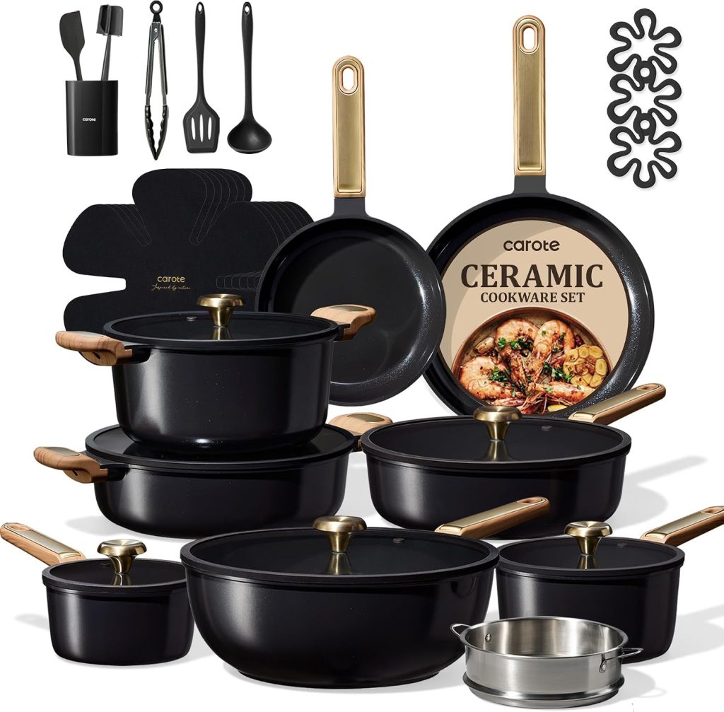 Ceramic non stick healthy coated cookware set
