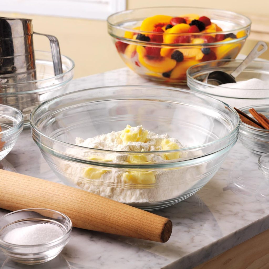 Duralex clear stackable glass bowls plate