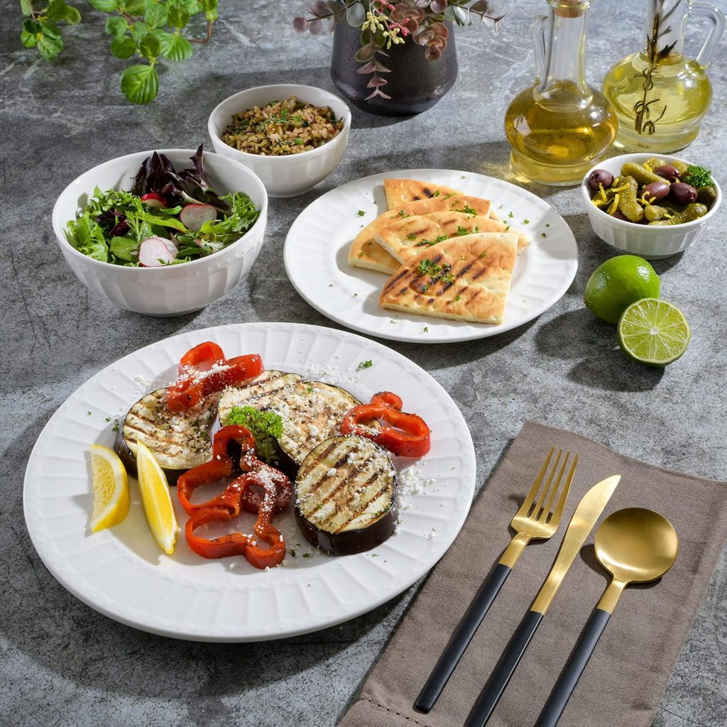 Gibson home 8pcs embossed ceramic dinnerware set