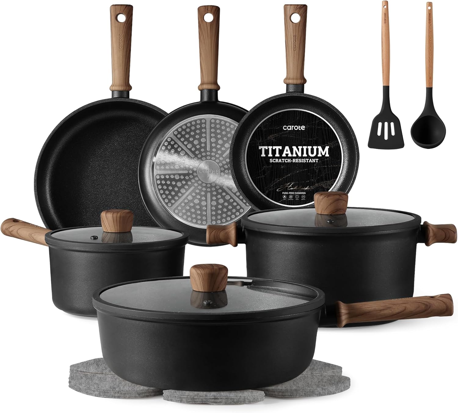 Titanium non stick reinforced coated cookware