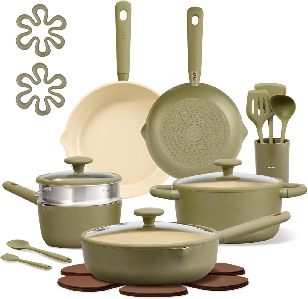 Budget non stick non toxic carote ceramic pots and pans set